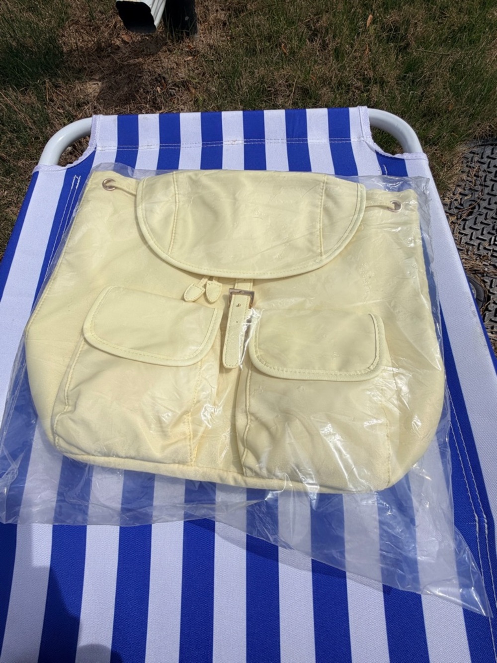Year of Ours Backpack with Front Pockets- Baby Yellow . Rose Gold Hardware - Picture 13 of 13